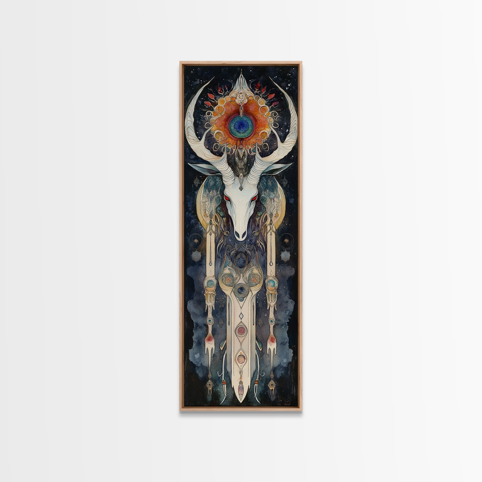 Dreamcatcher Deer Canvas Print Featuring Boho Sacred Geometry