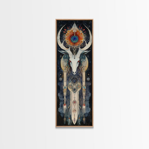 Dreamcatcher Deer Canvas Print Featuring Boho Sacred Geometry