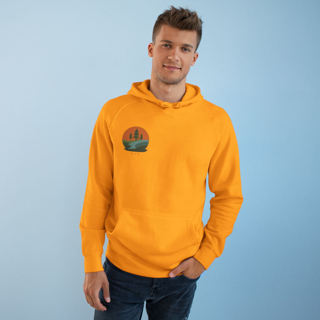 Minimalist Nature Hoodie — Scenic Day & Night River Graphic