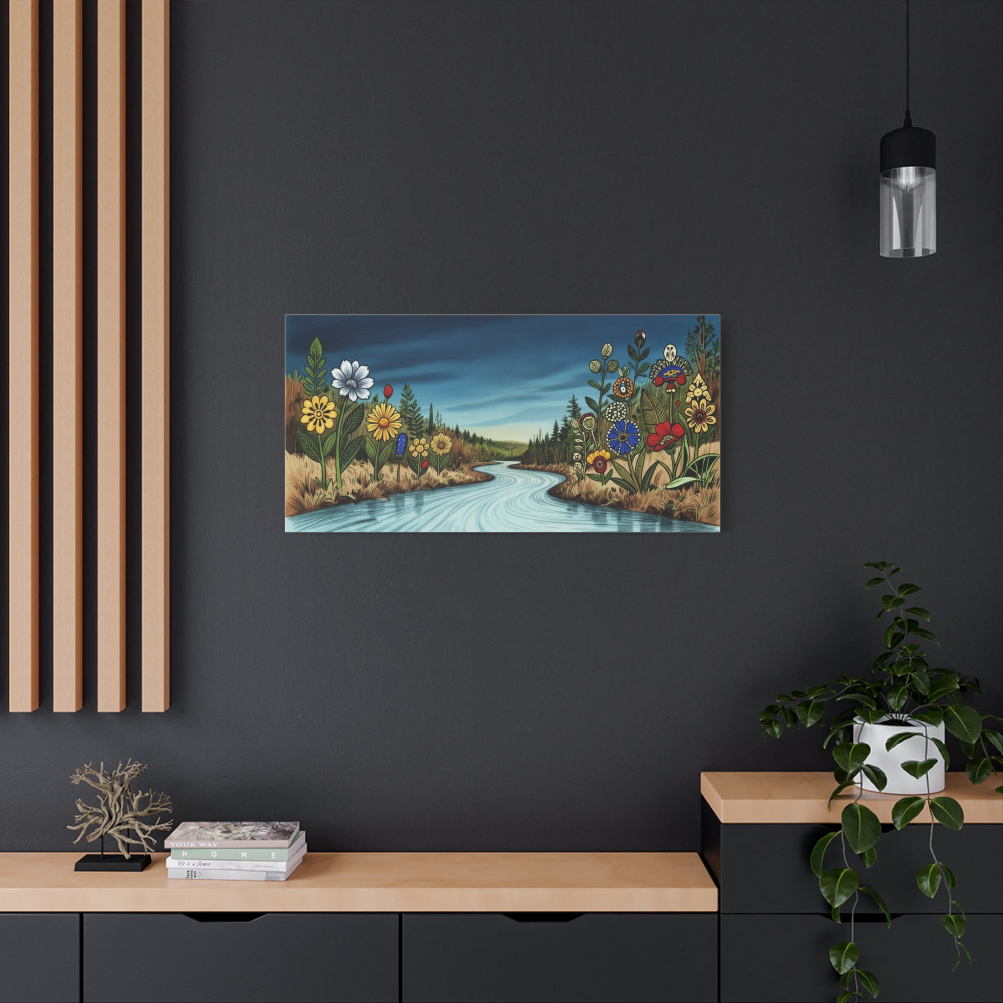 Native River Flower Canvas Wall Art
