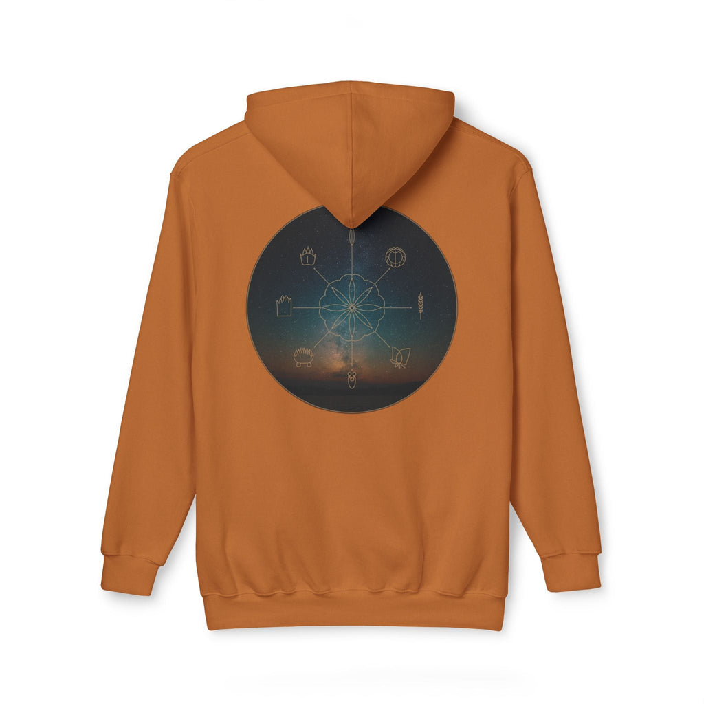Tribal Thread Co. Graphic Hoodie — Geometric Spiritual Symbol Back Print