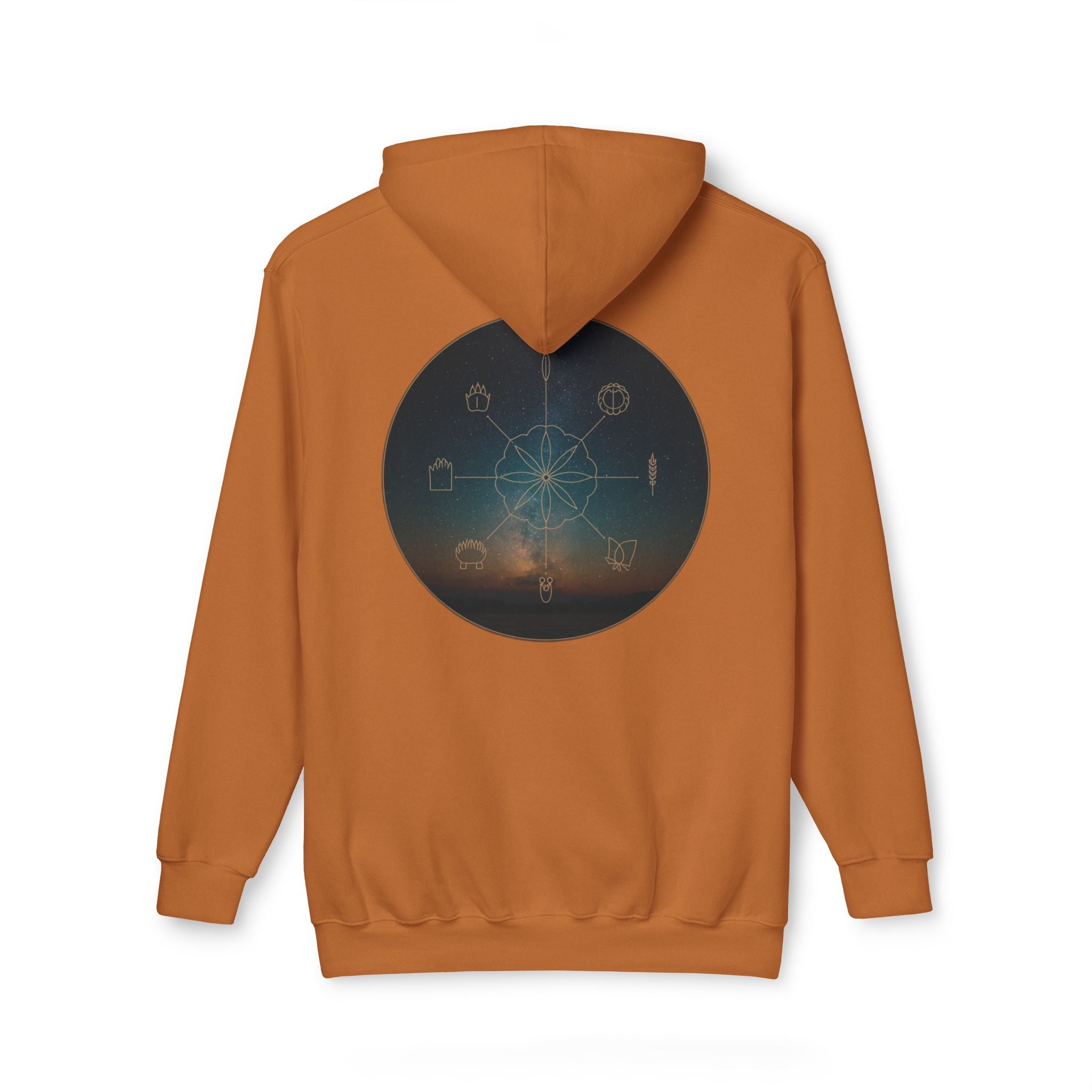 Tribal Thread Co. Graphic Hoodie — Geometric Spiritual Symbol Back Print