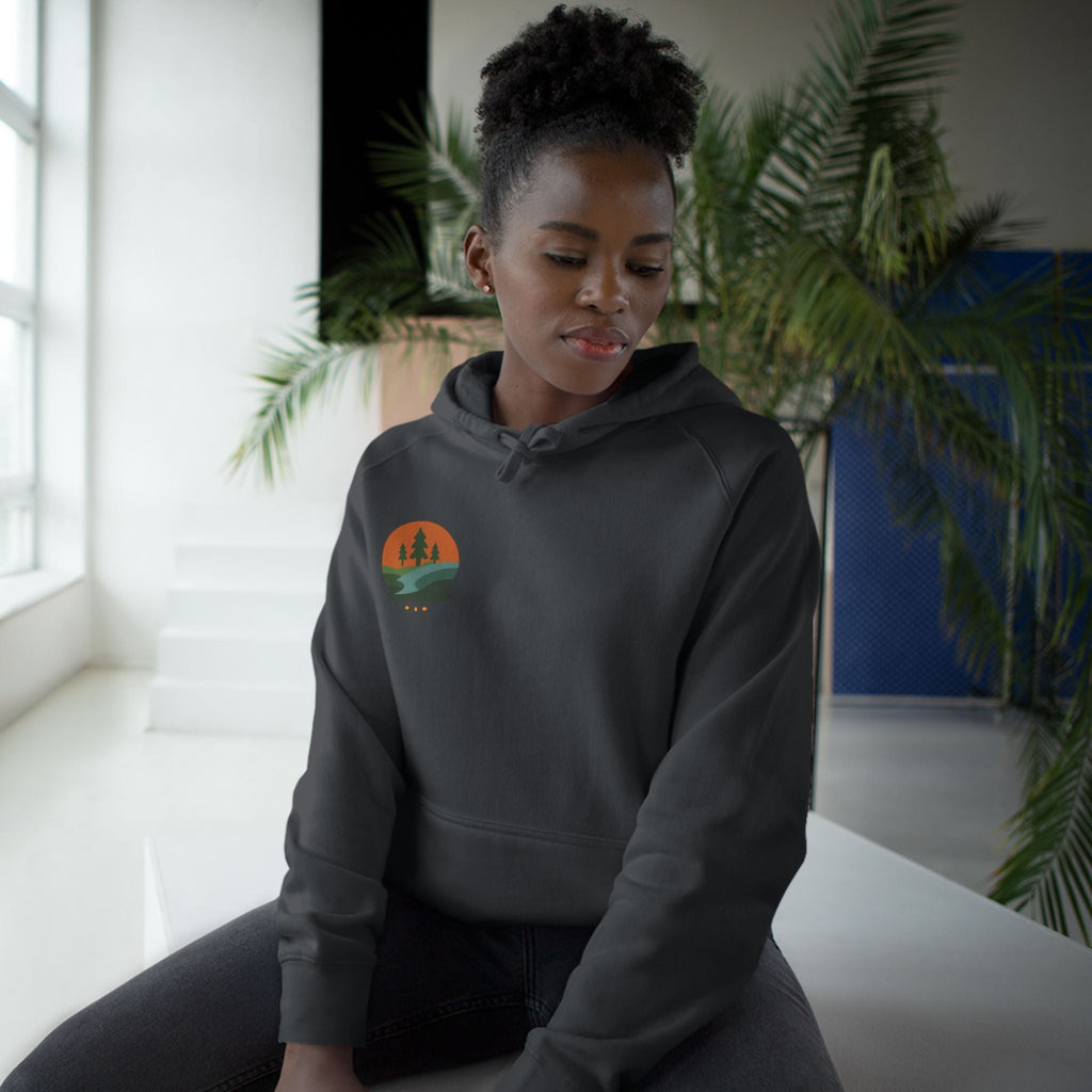 Minimalist Nature Hoodie — Scenic Day & Night River Graphic
