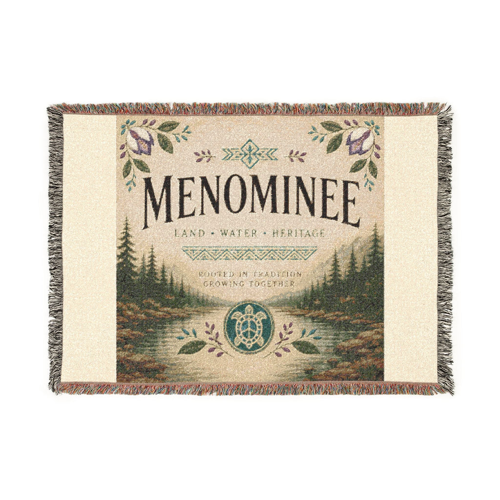 Menominee Scenic Woven Blanket — Vintage River & Forest Throw