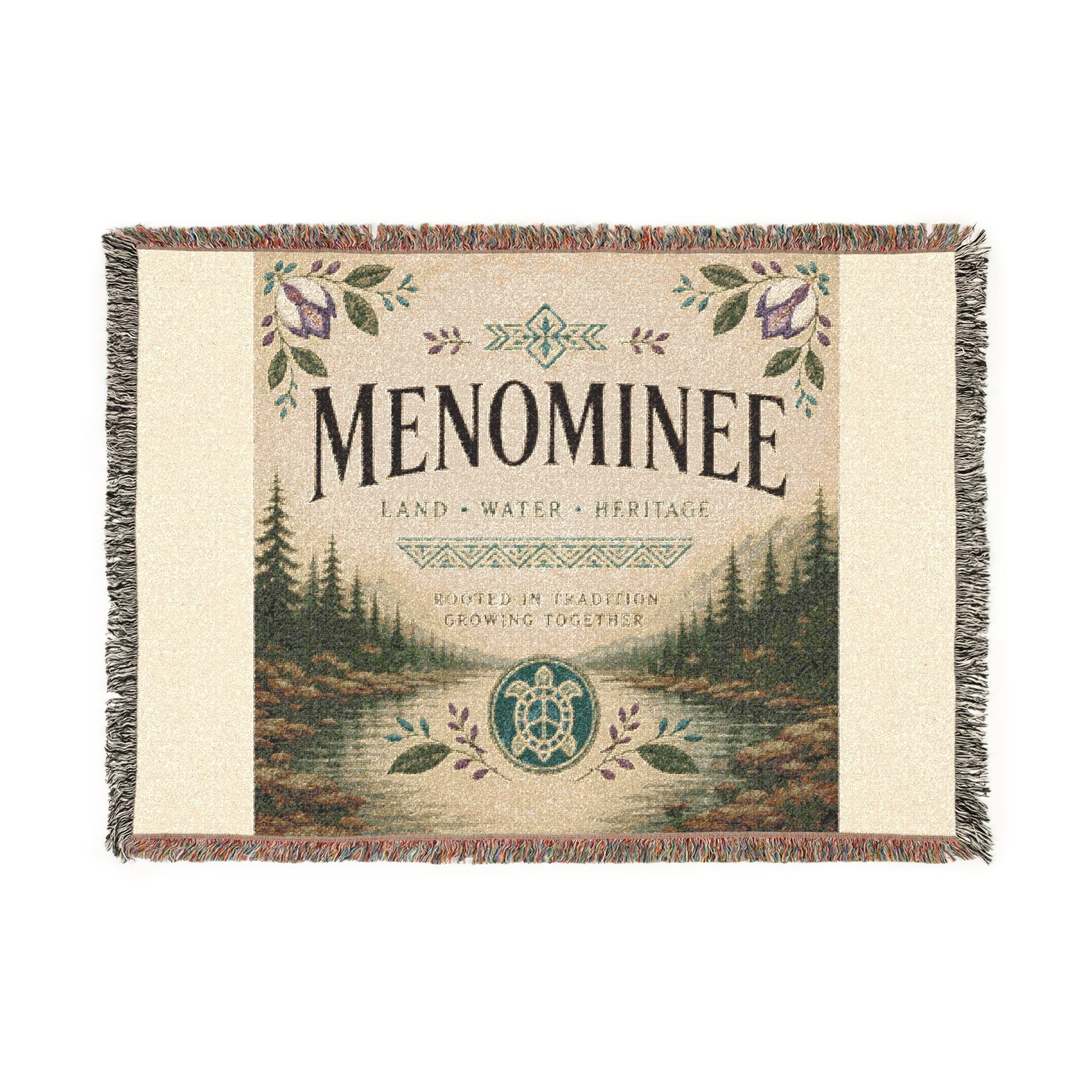 Menominee Scenic Woven Blanket — Vintage River & Forest Throw