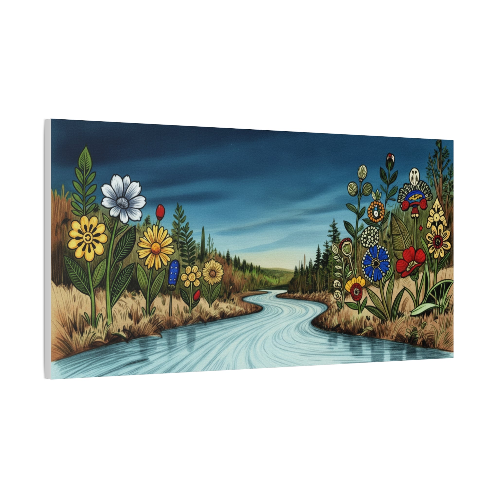 Native River Flower Canvas Wall Art