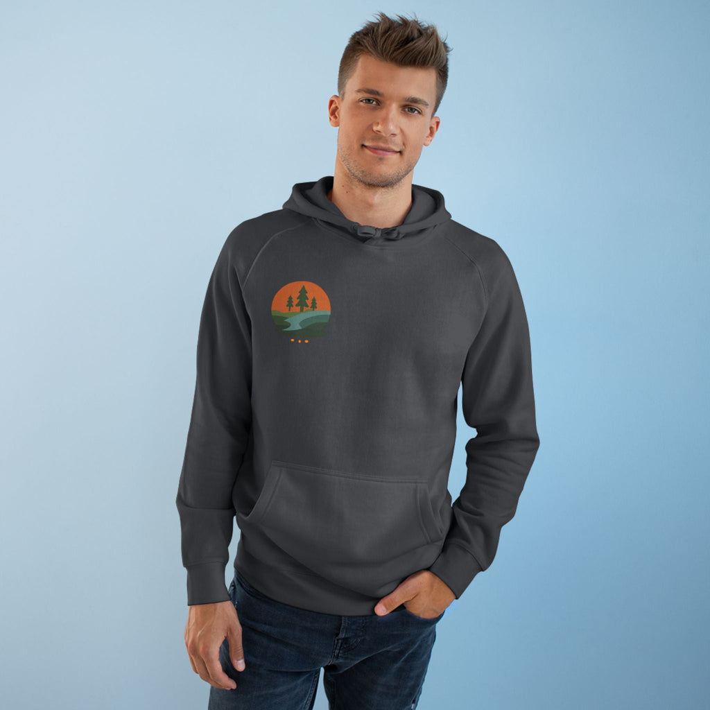 Minimalist Nature Hoodie — Scenic Day & Night River Graphic