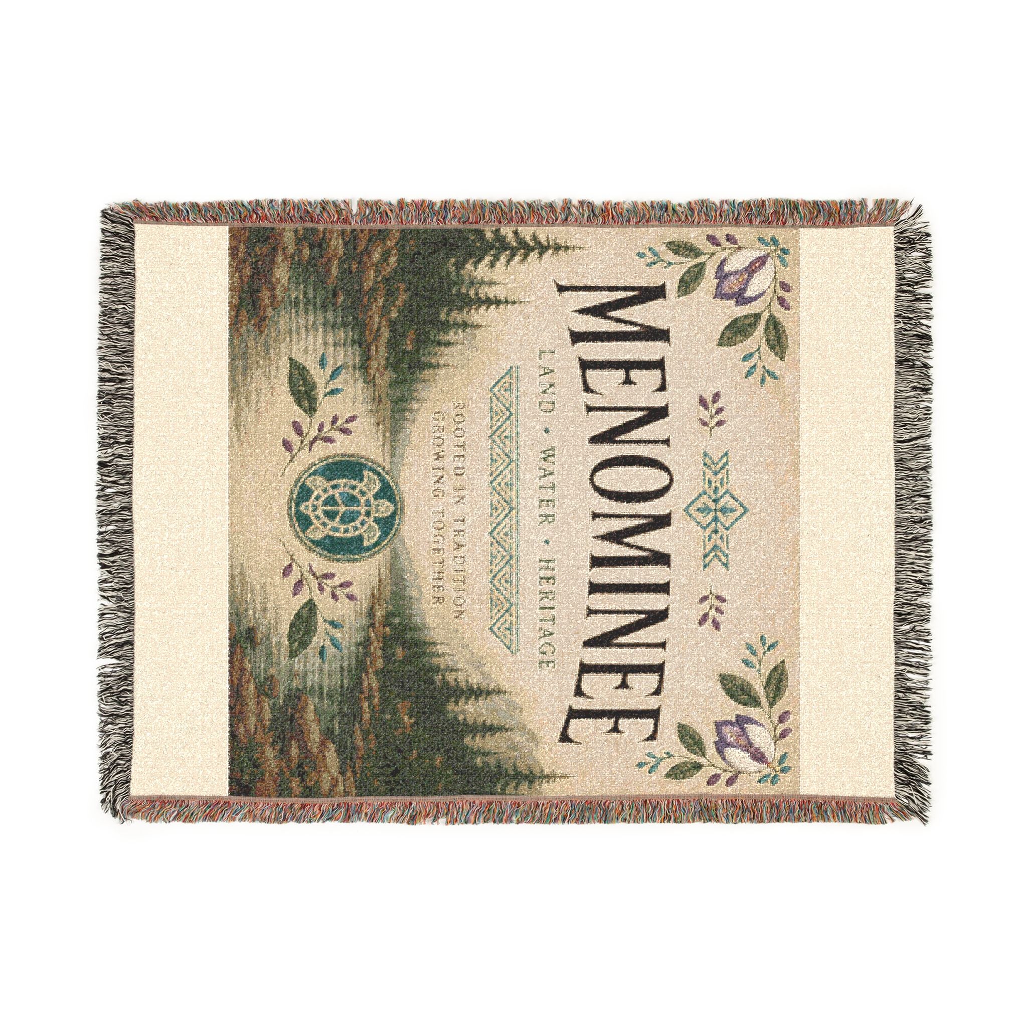 Menominee Scenic Woven Blanket — Vintage River & Forest Throw