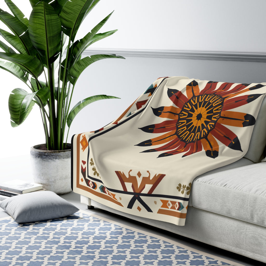 Southwestern Sunburst Sherpa Blanket —Fleece Throw