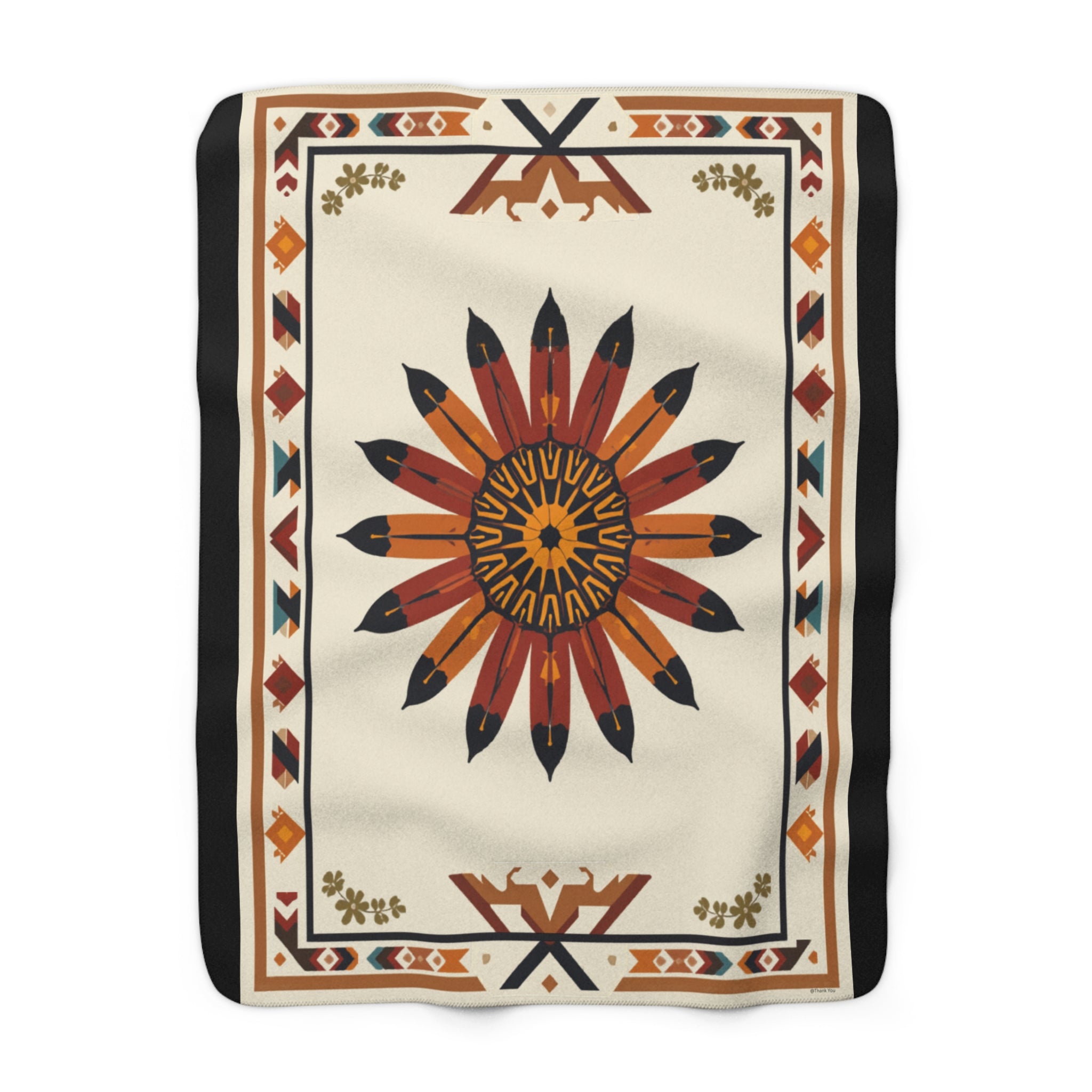 Southwestern Sunburst Sherpa Blanket —Fleece Throw