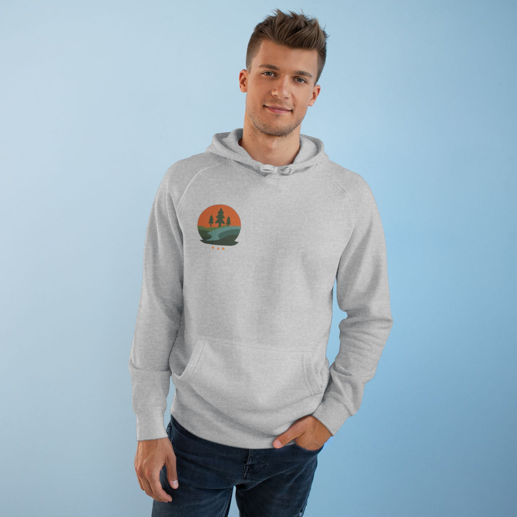 Minimalist Nature Hoodie — Scenic Day & Night River Graphic