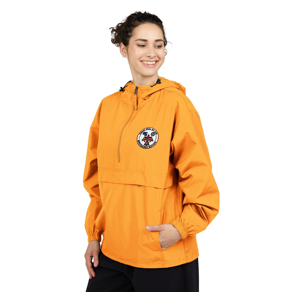 Packable Anorak Jacket — Yellow Windbreaker with Floral Patch