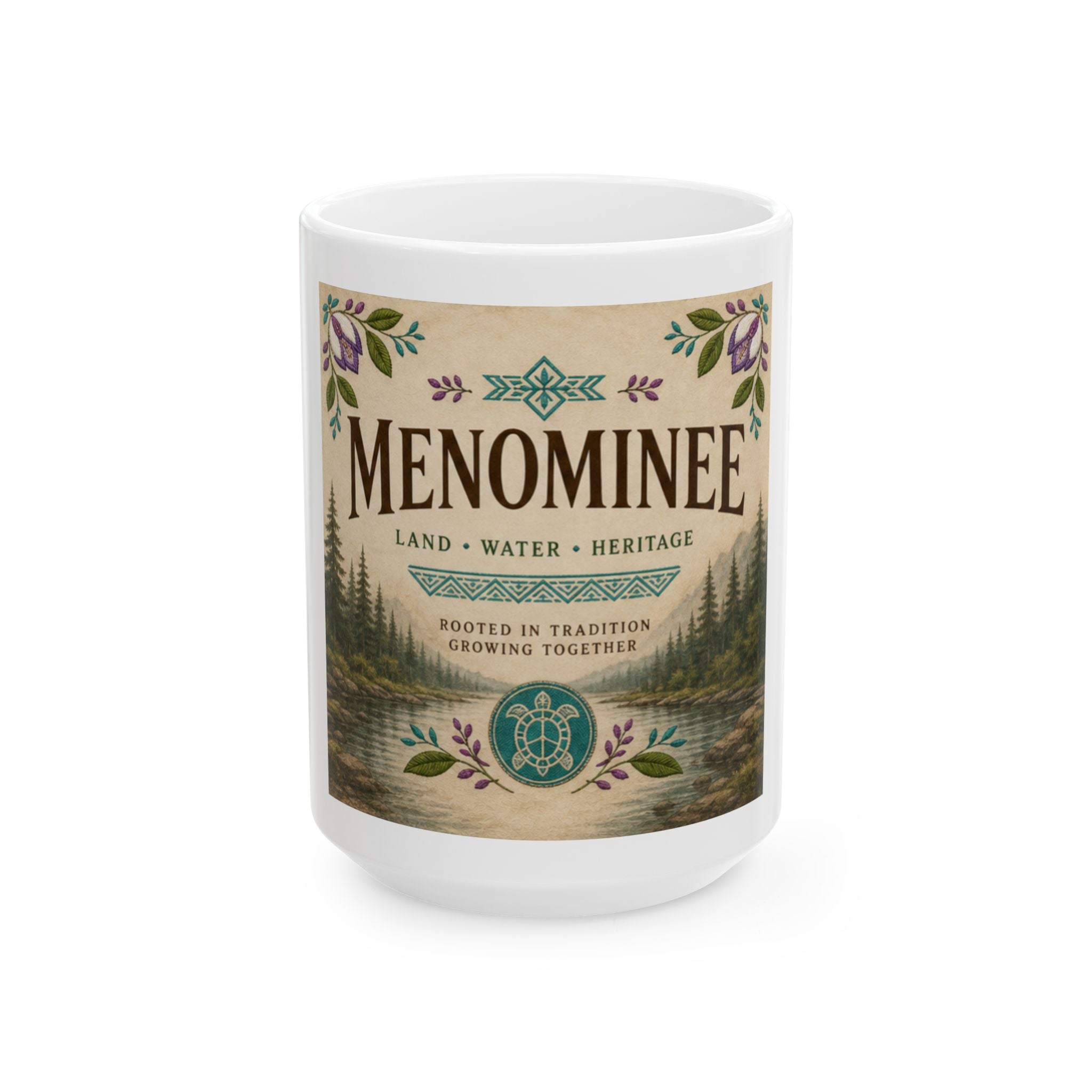 Menominee Heritage Ceramic Mug — Land • Water • Heritage 11oz/15oz