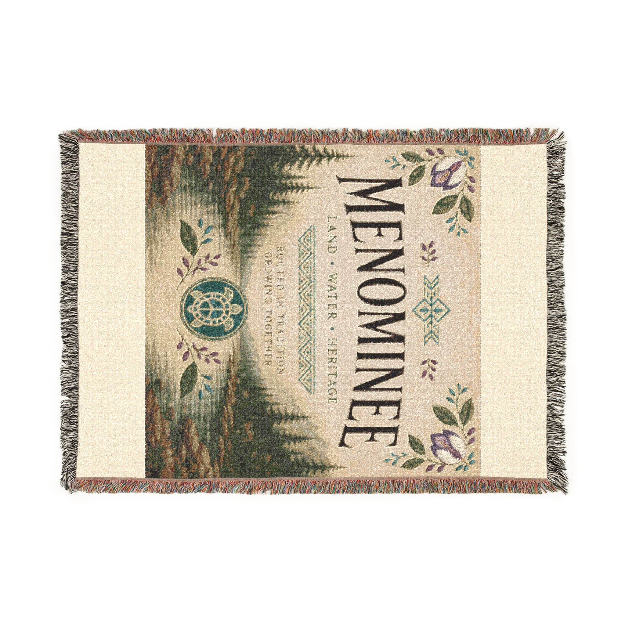 Menominee Scenic Woven Blanket — Vintage River & Forest Throw