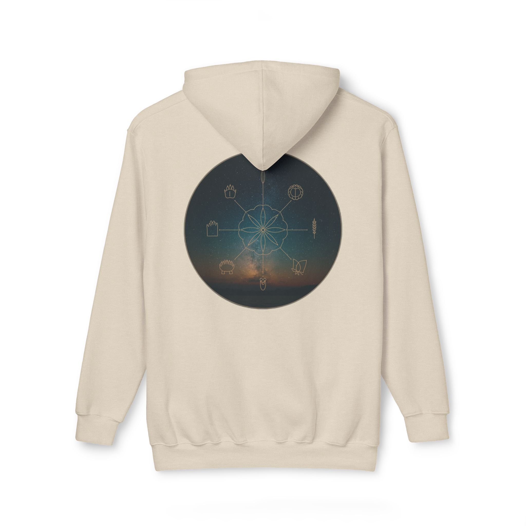 Tribal Thread Co. Graphic Hoodie — Geometric Spiritual Symbol Back Print