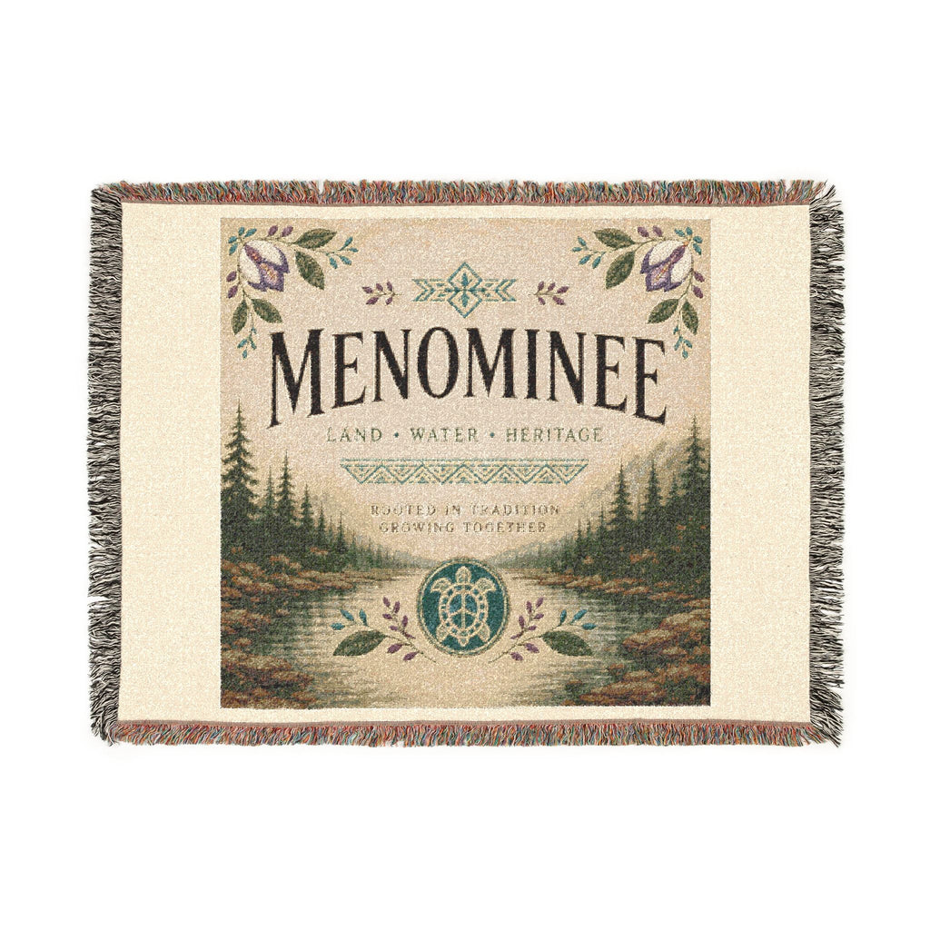 Menominee Scenic Woven Blanket — Vintage River & Forest Throw