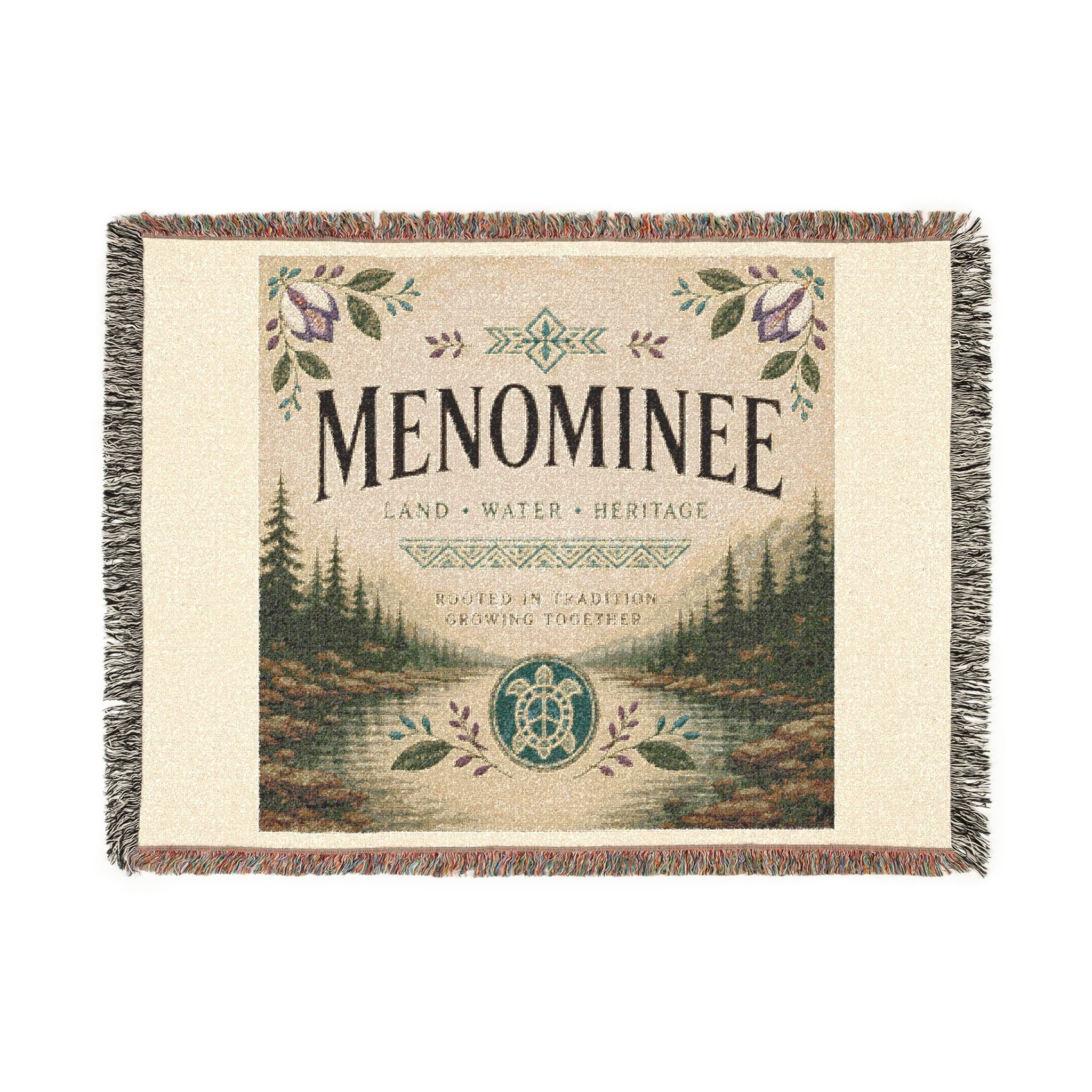 Menominee Scenic Woven Blanket — Vintage River & Forest Throw