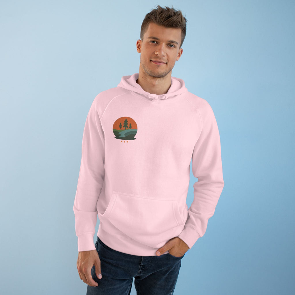 Minimalist Nature Hoodie — Scenic Day & Night River Graphic