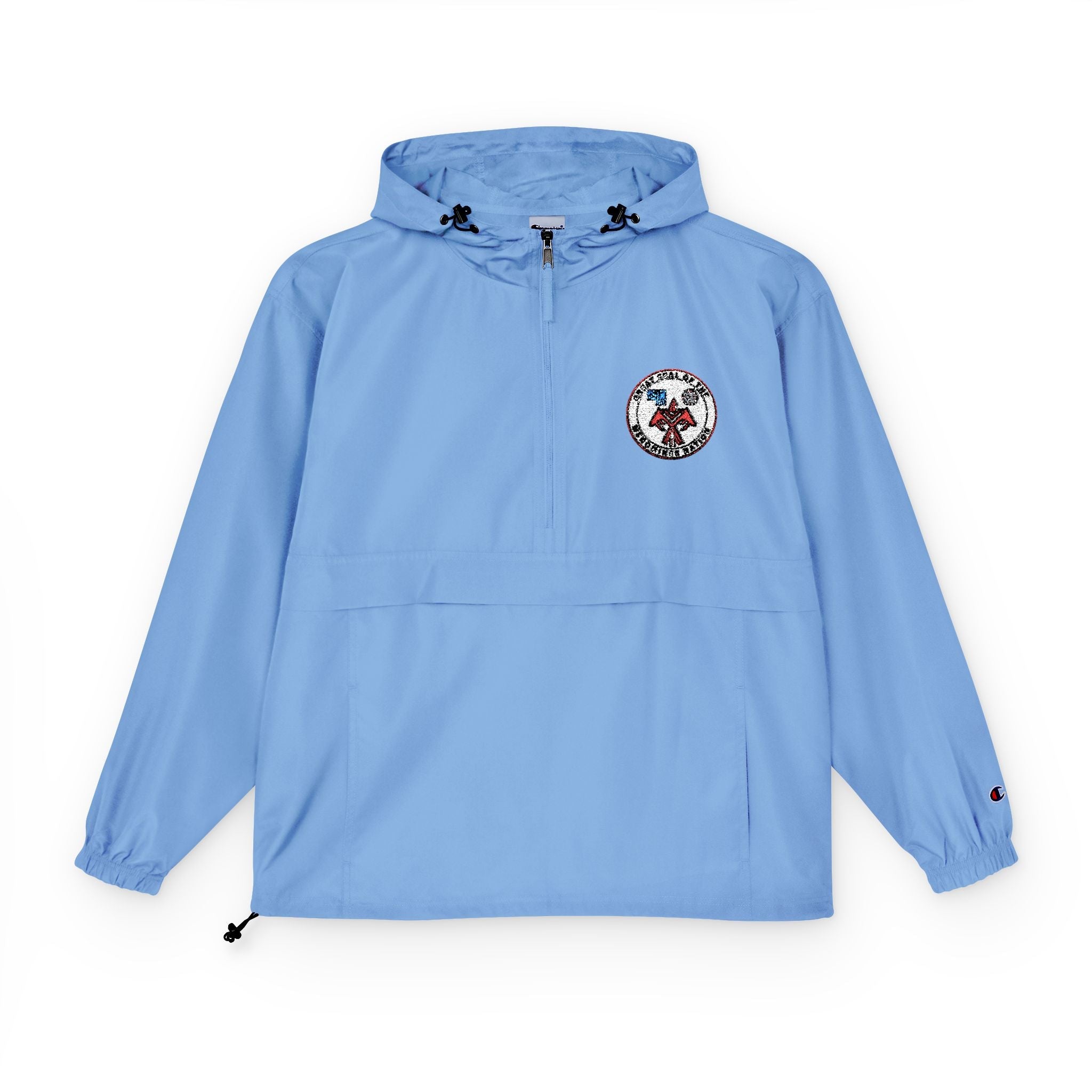Packable Anorak Jacket — Yellow Windbreaker with Floral Patch