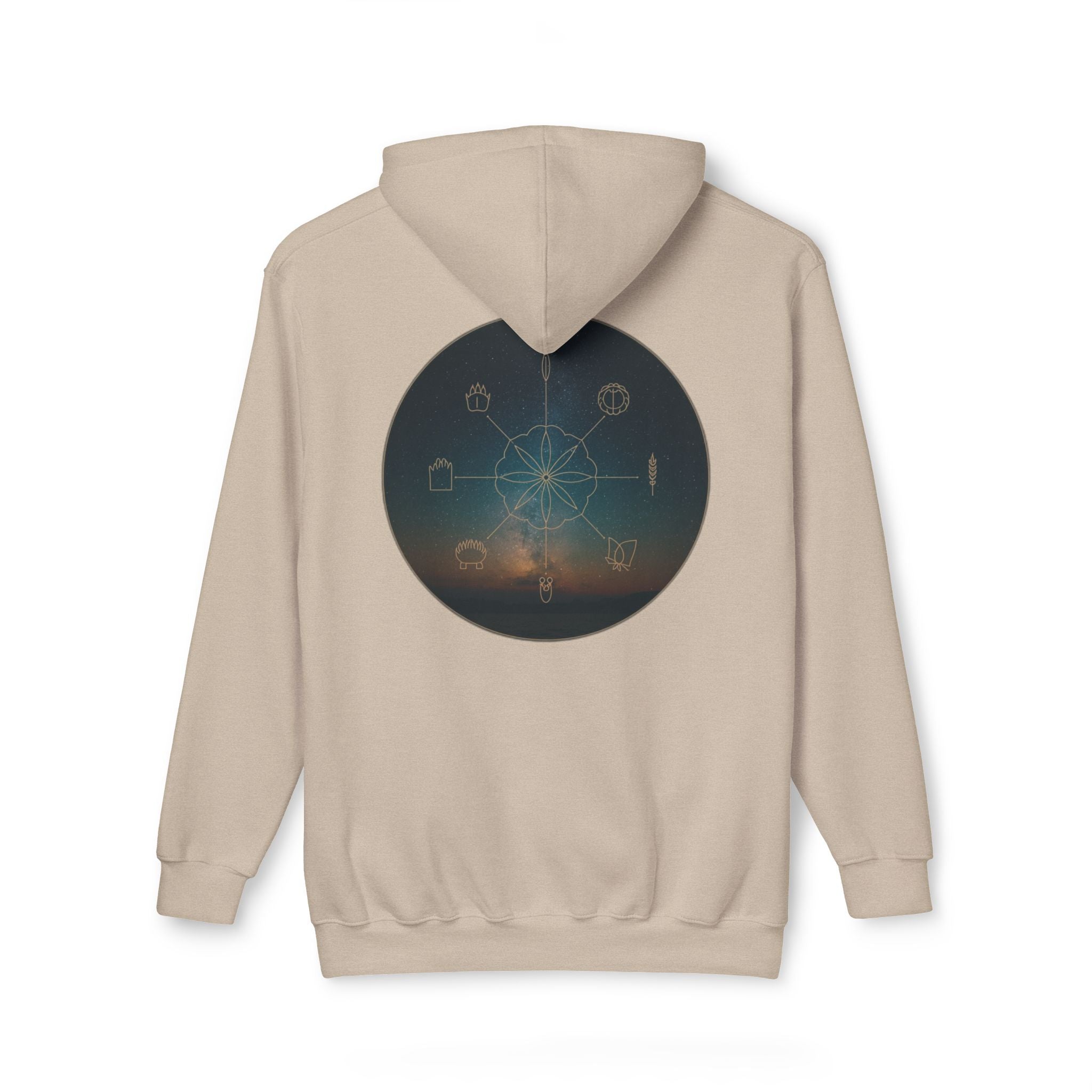 Tribal Thread Co. Graphic Hoodie — Geometric Spiritual Symbol Back Print