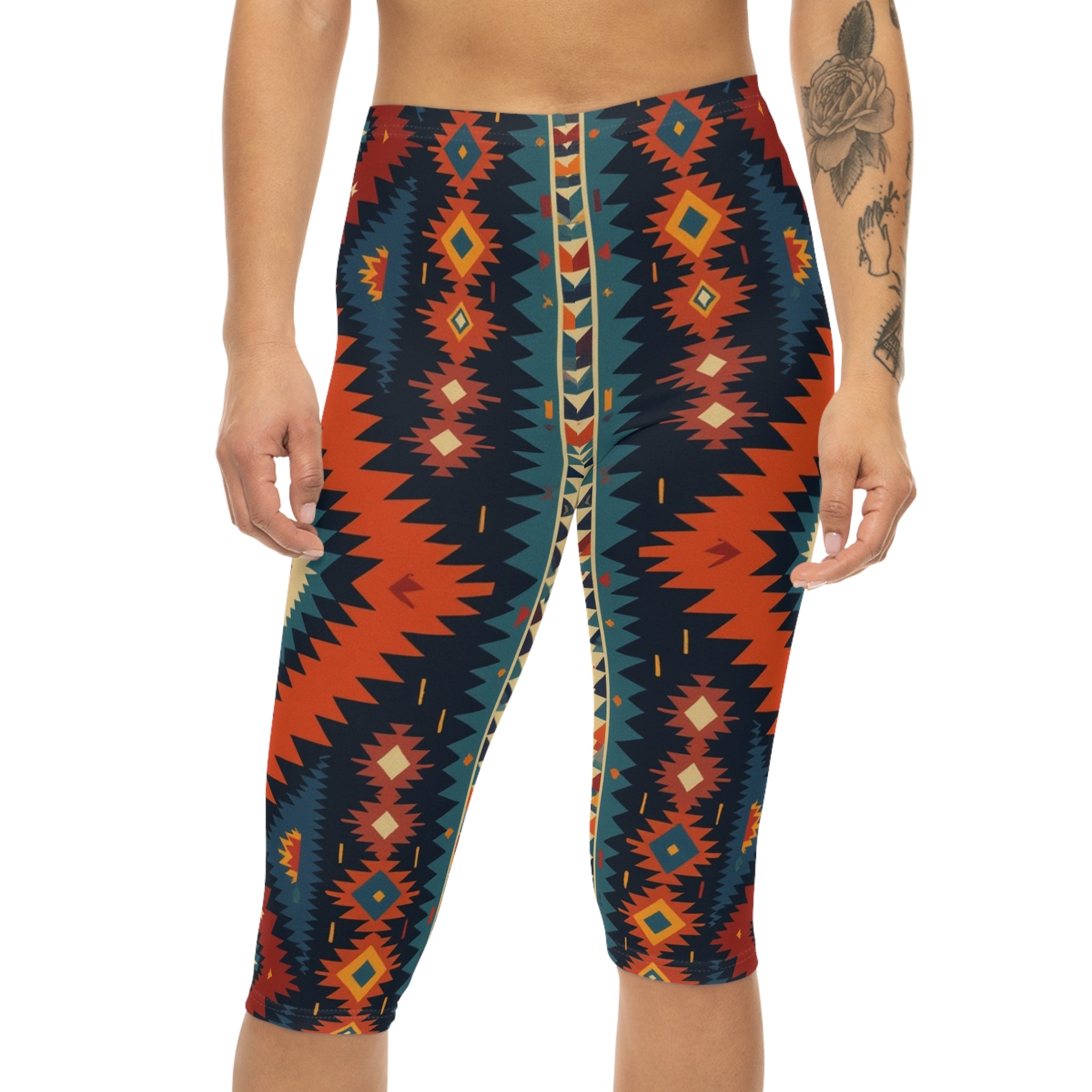 Capri Leggings — Colorful Tribal Print Activewear