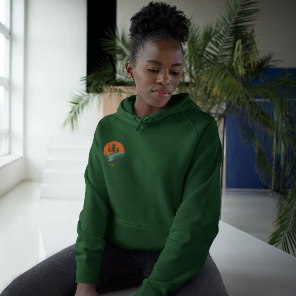 Minimalist Nature Hoodie — Scenic Day & Night River Graphic