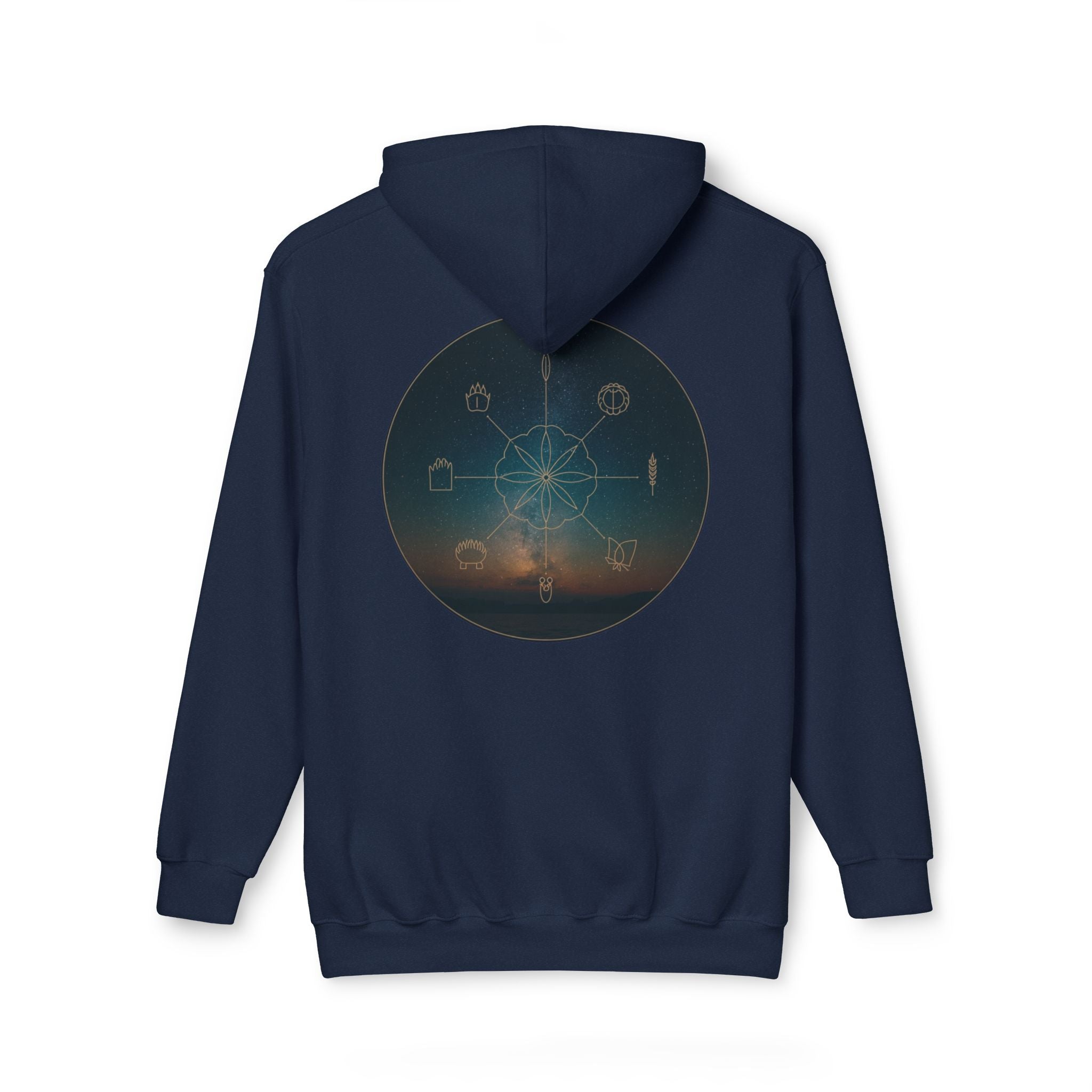 Tribal Thread Co. Graphic Hoodie — Geometric Spiritual Symbol Back Print