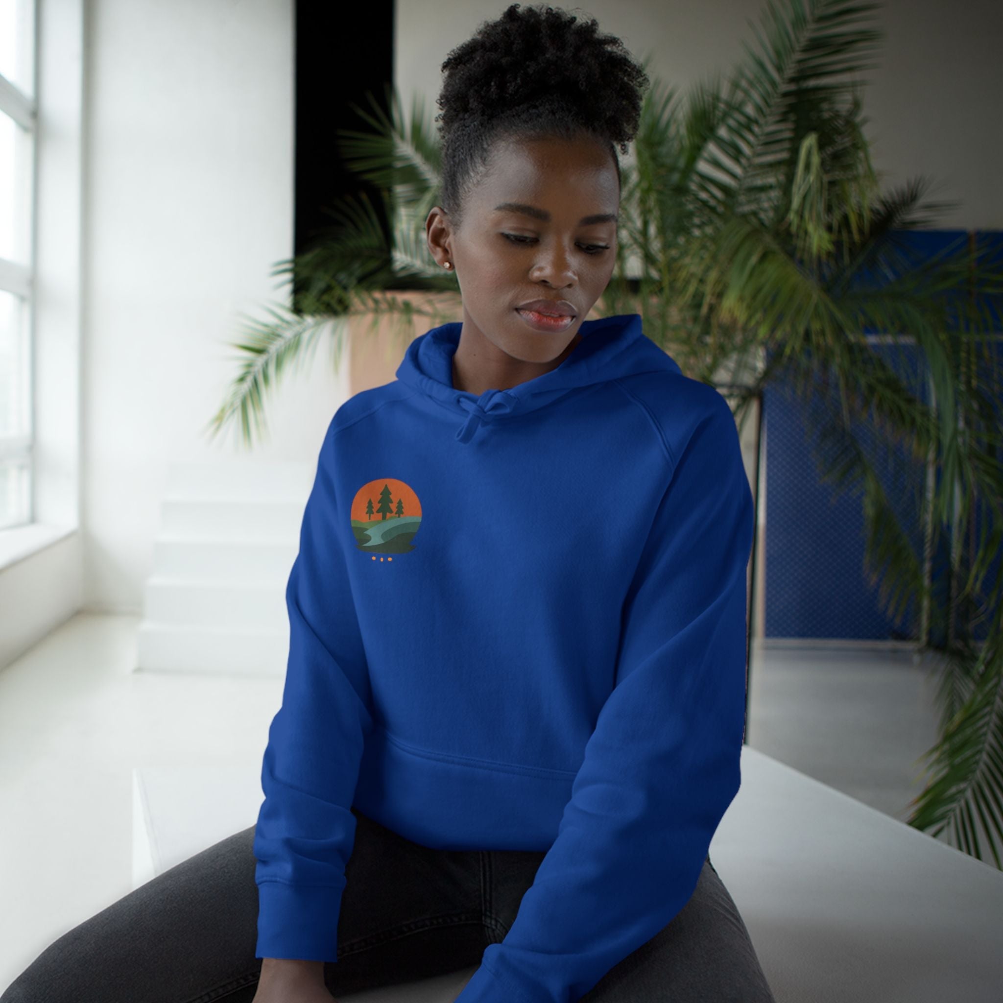 Minimalist Nature Hoodie — Scenic Day & Night River Graphic