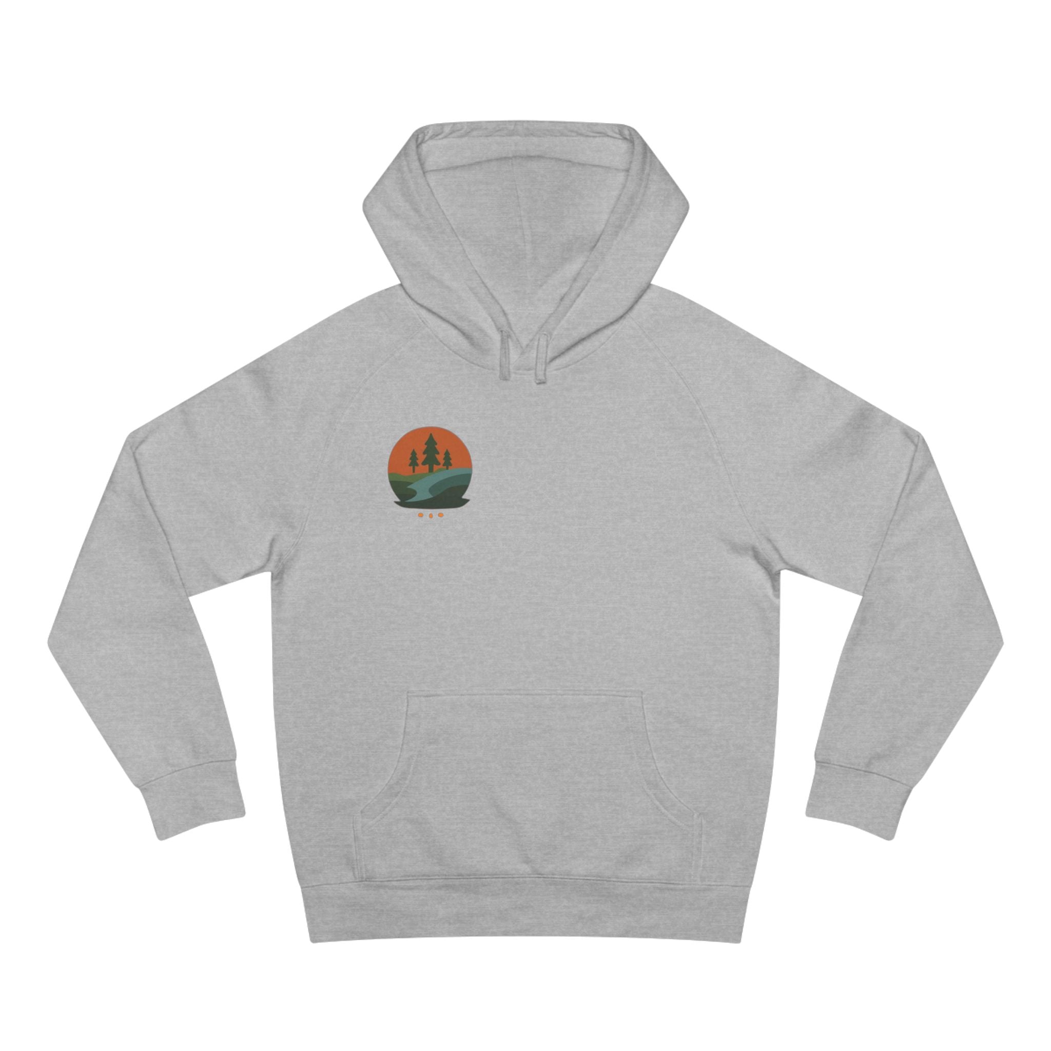 Minimalist Nature Hoodie — Scenic Day & Night River Graphic
