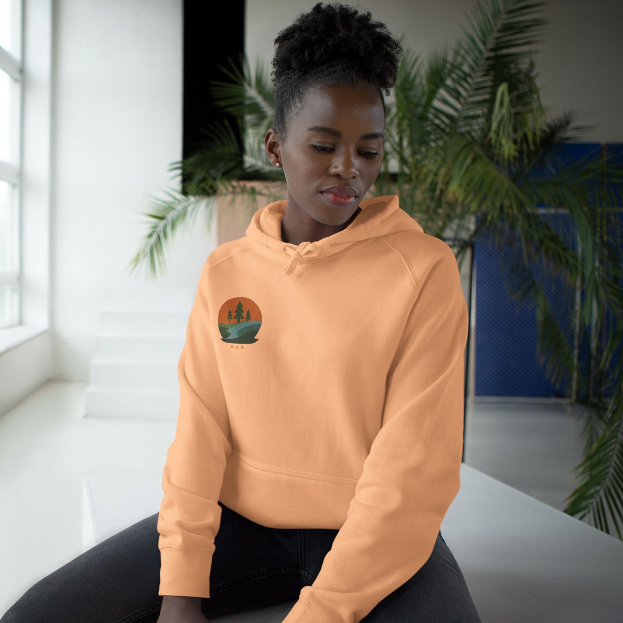 Minimalist Nature Hoodie — Scenic Day & Night River Graphic