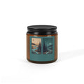Soy Candle — Rustic Pine & River Scene (Amber Jar, Multi-Size)