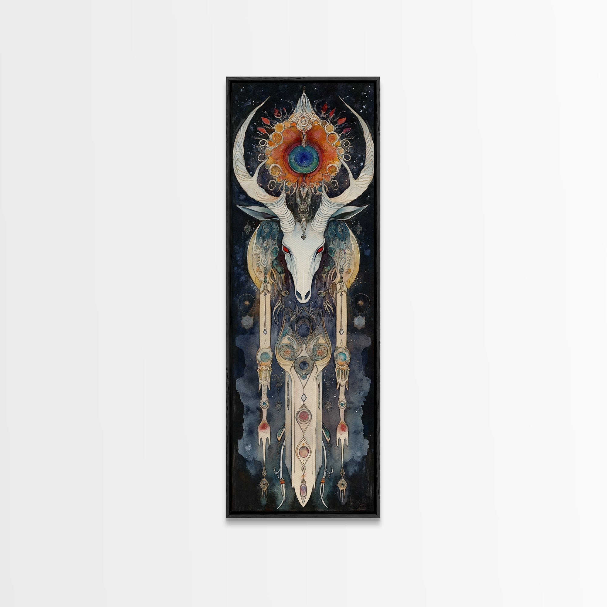 Dreamcatcher Deer Canvas Print Featuring Boho Sacred Geometry