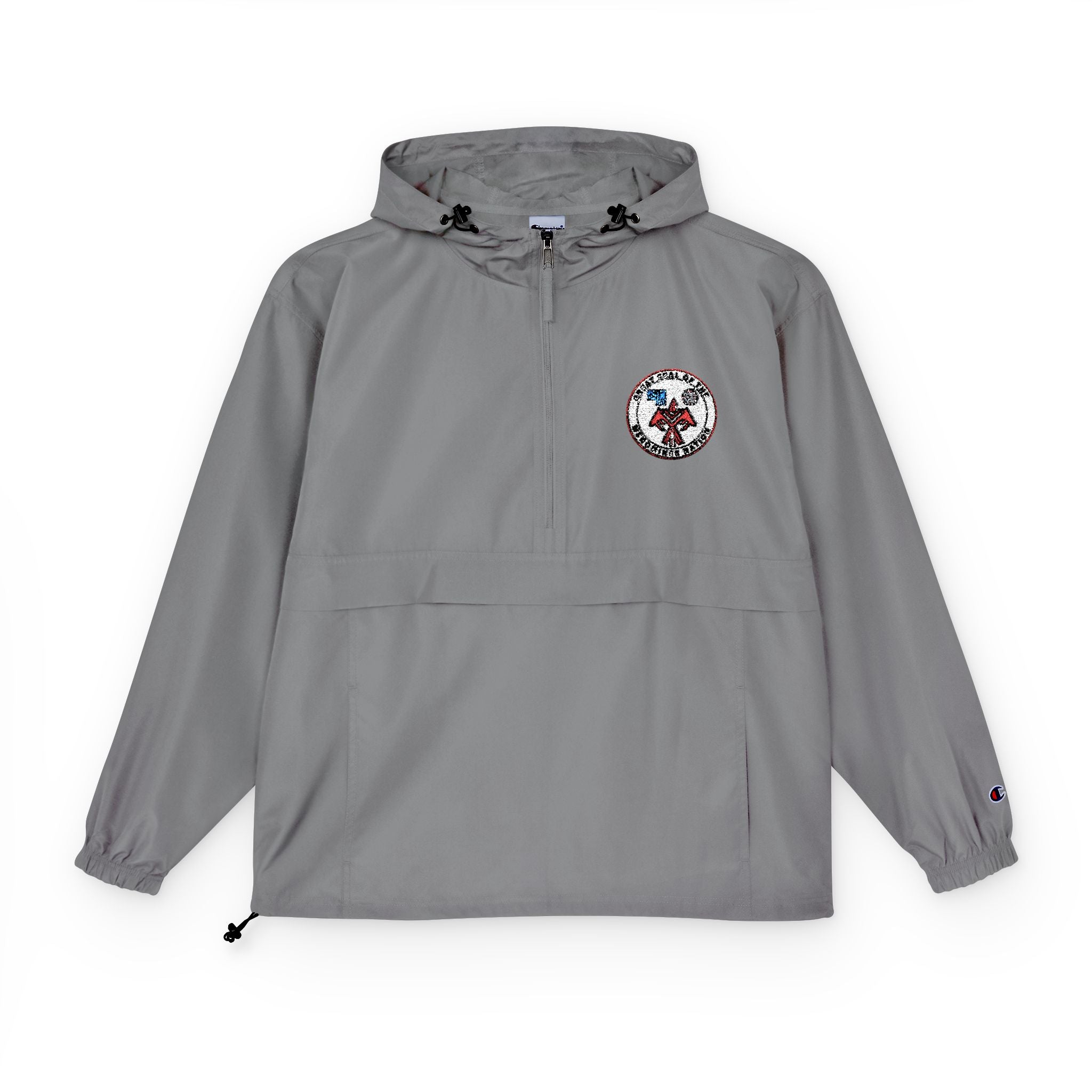 Packable Anorak Jacket — Yellow Windbreaker with Floral Patch