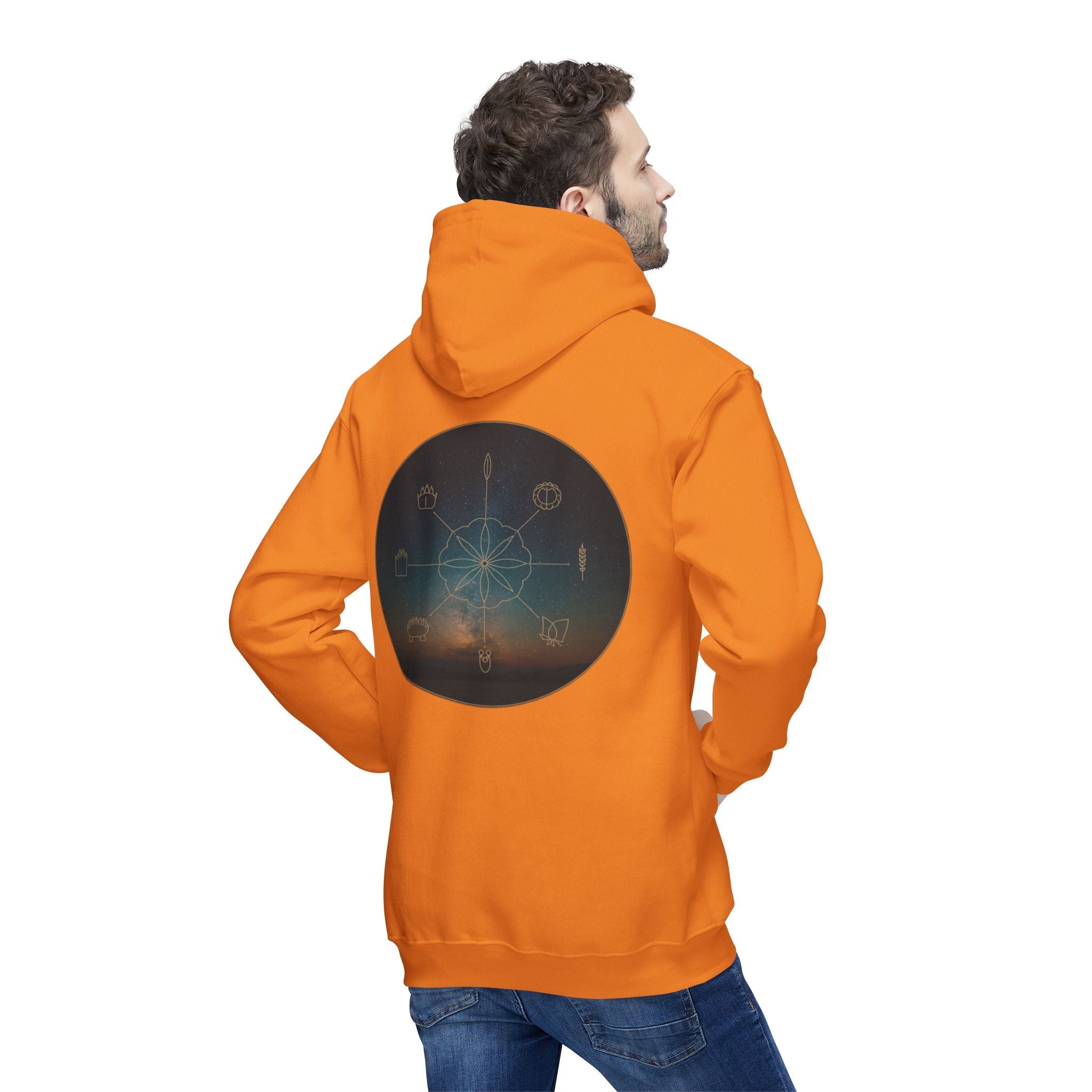 Tribal Thread Co. Graphic Hoodie — Geometric Spiritual Symbol Back Print