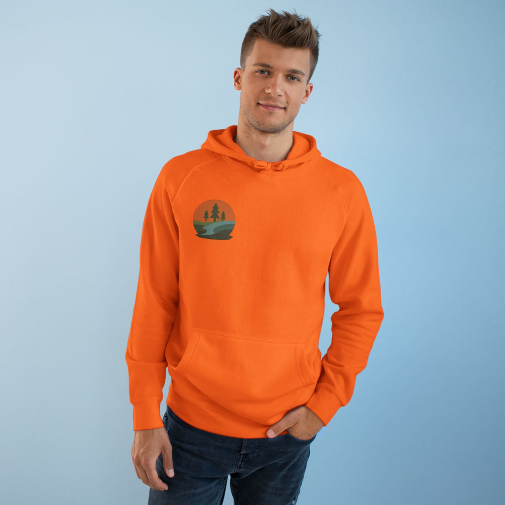 Minimalist Nature Hoodie — Scenic Day & Night River Graphic