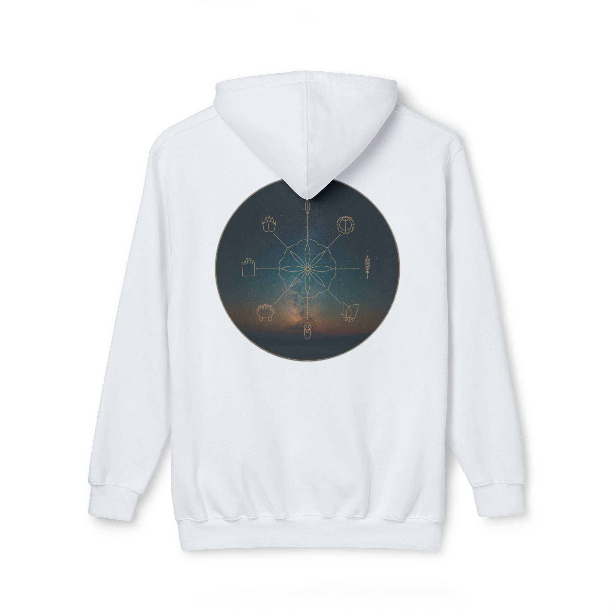 Tribal Thread Co. Graphic Hoodie — Geometric Spiritual Symbol Back Print