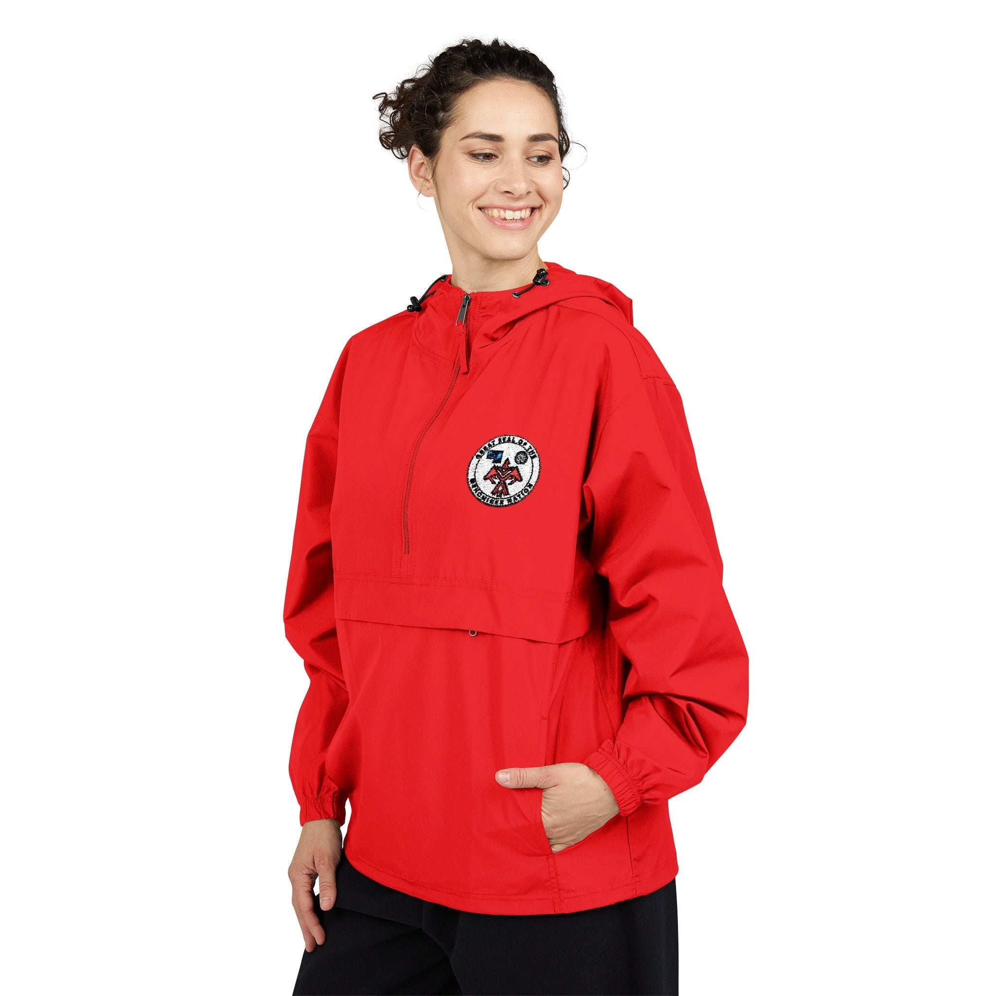 Packable Anorak Jacket — Yellow Windbreaker with Floral Patch