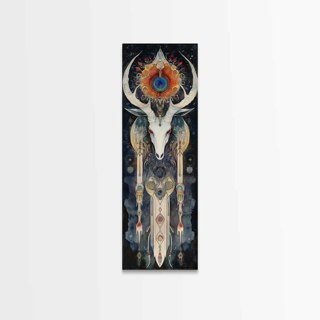 Dreamcatcher Deer Canvas Print Featuring Boho Sacred Geometry