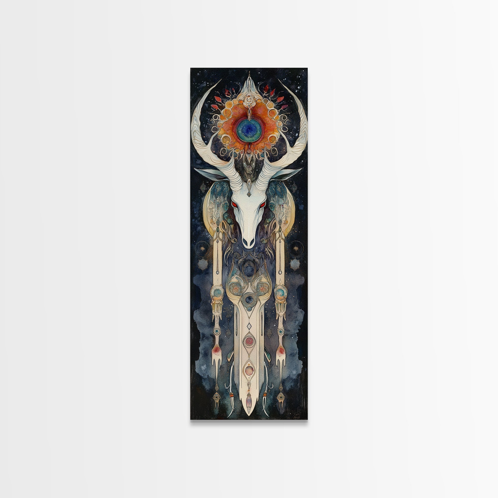 Dreamcatcher Deer Canvas Print Featuring Boho Sacred Geometry