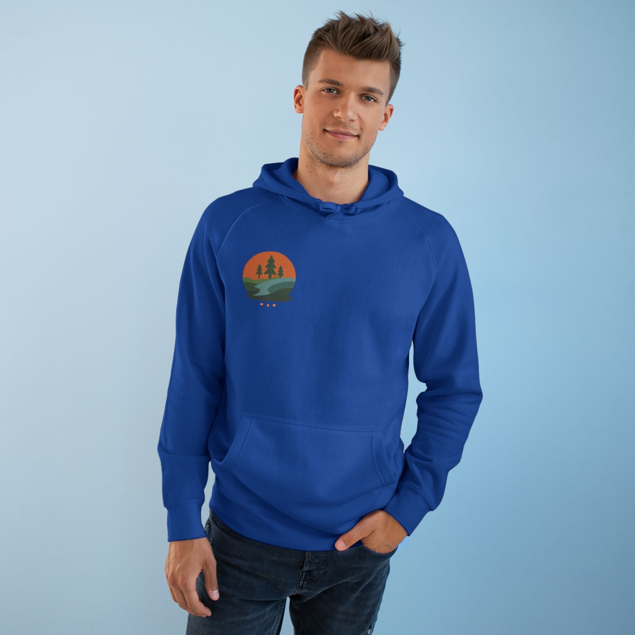Minimalist Nature Hoodie — Scenic Day & Night River Graphic