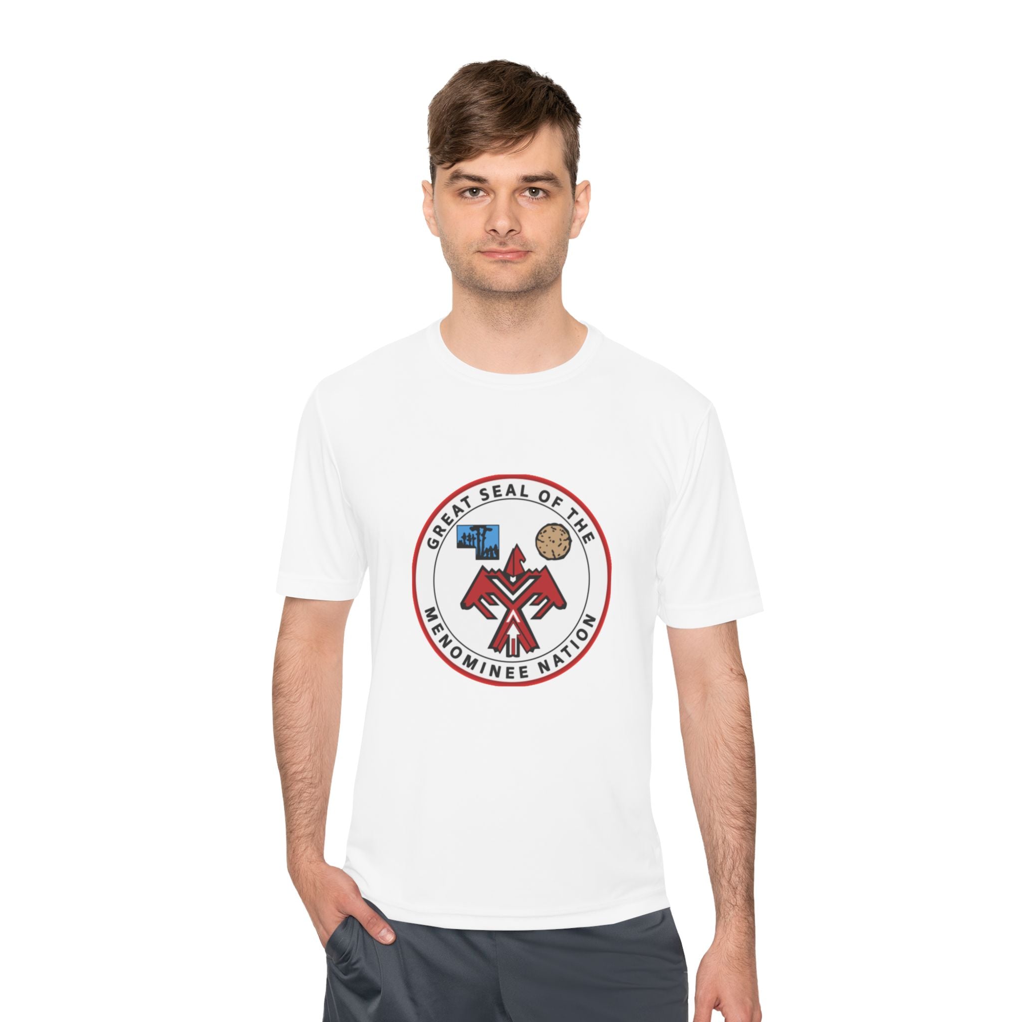 Menominee Nation Seal Moisture-Wicking Tee — Tribal Thread Logo Performance Shirt