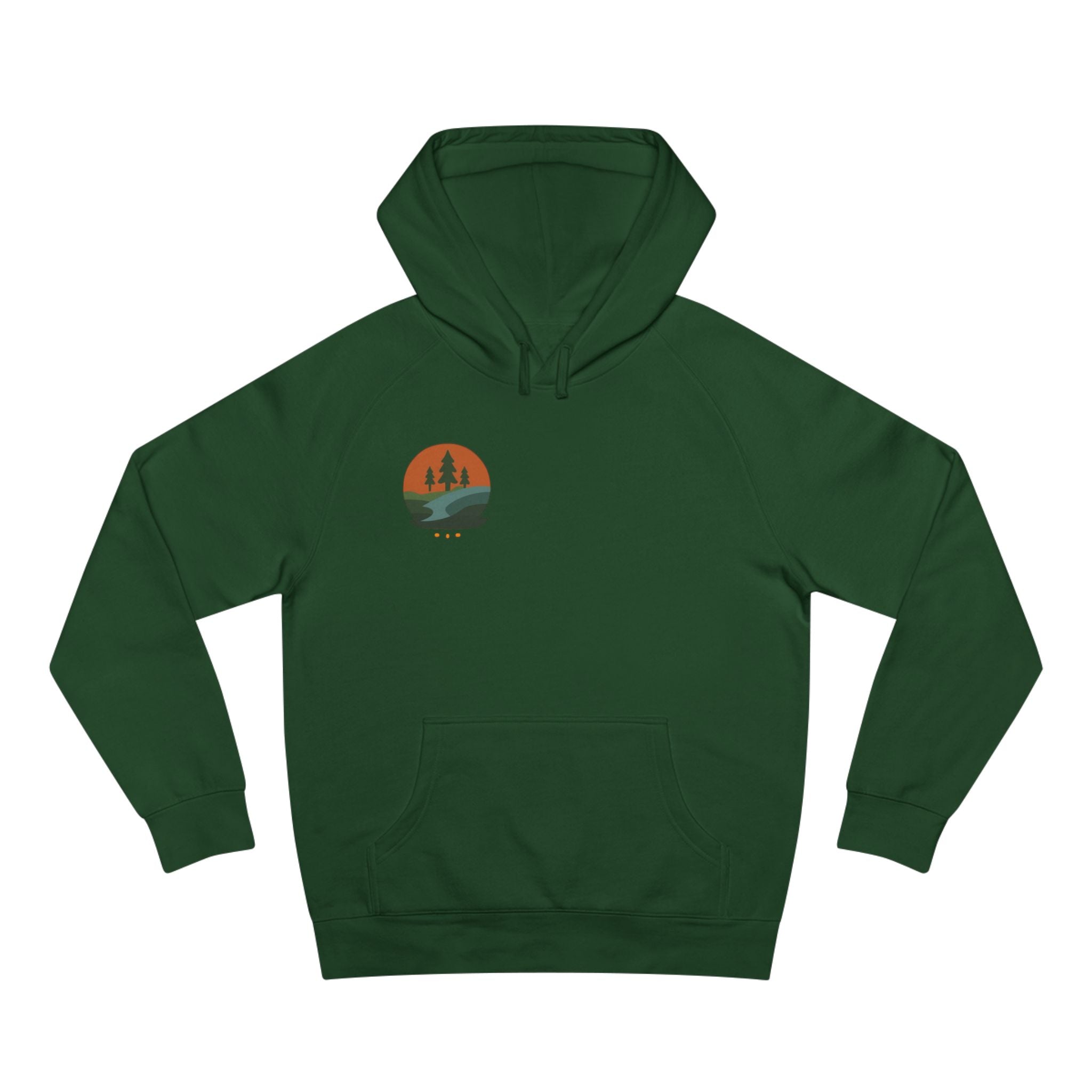 Minimalist Nature Hoodie — Scenic Day & Night River Graphic