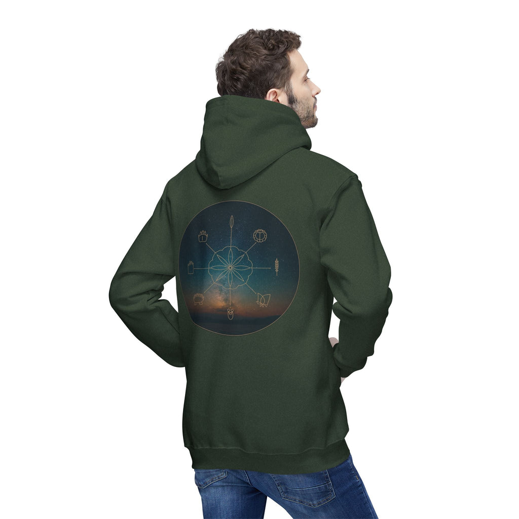 Tribal Thread Co. Graphic Hoodie — Geometric Spiritual Symbol Back Print
