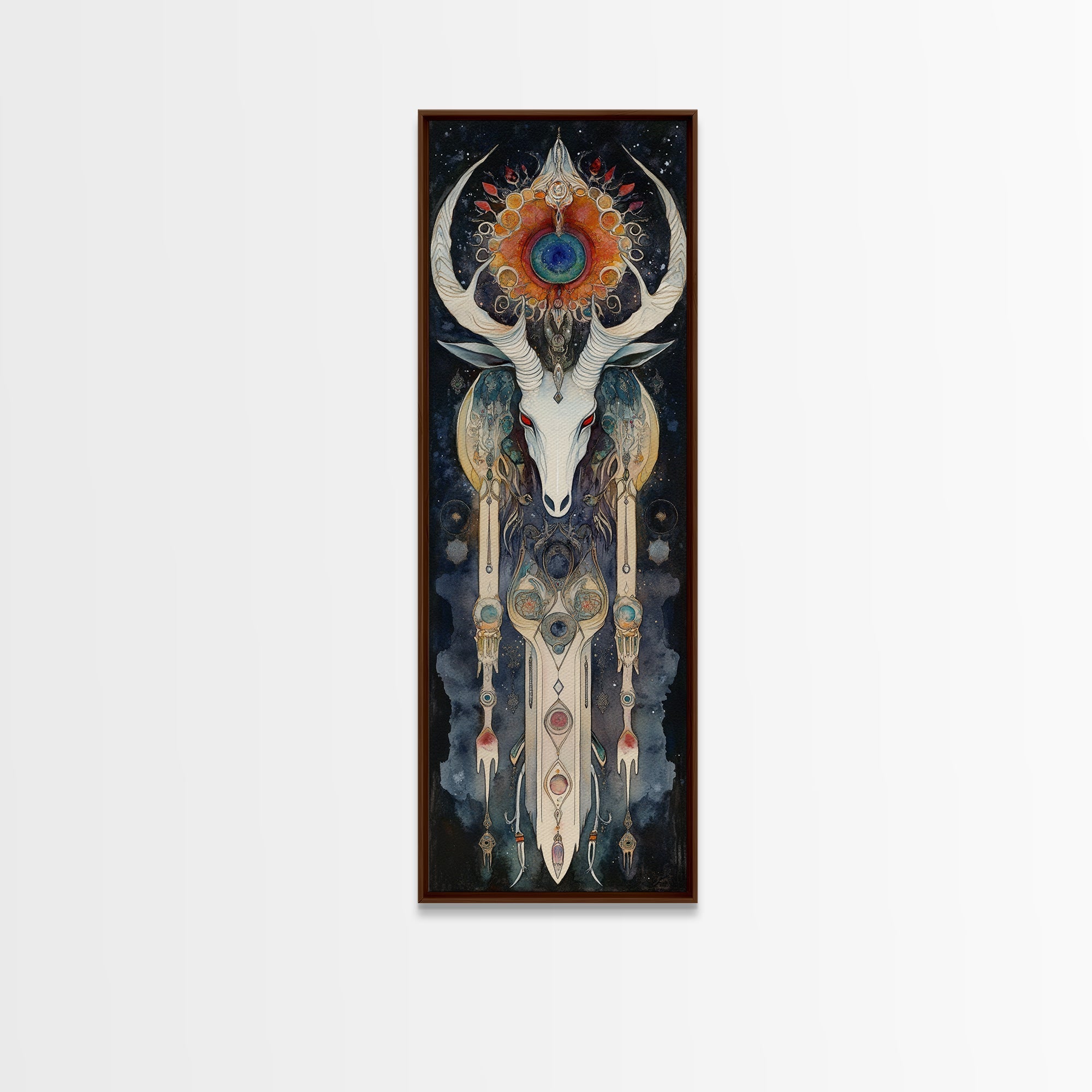 Dreamcatcher Deer Canvas Print Featuring Boho Sacred Geometry