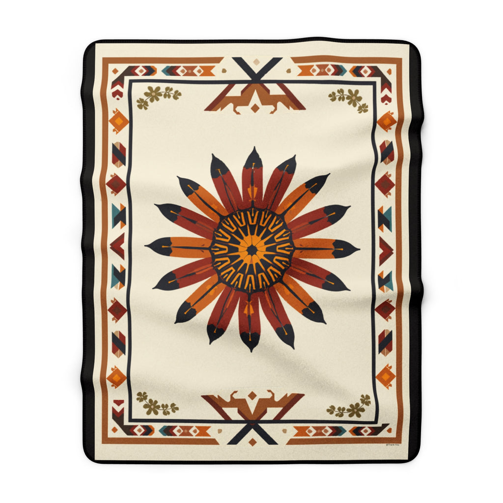 Southwestern Sunburst Sherpa Blanket —Fleece Throw