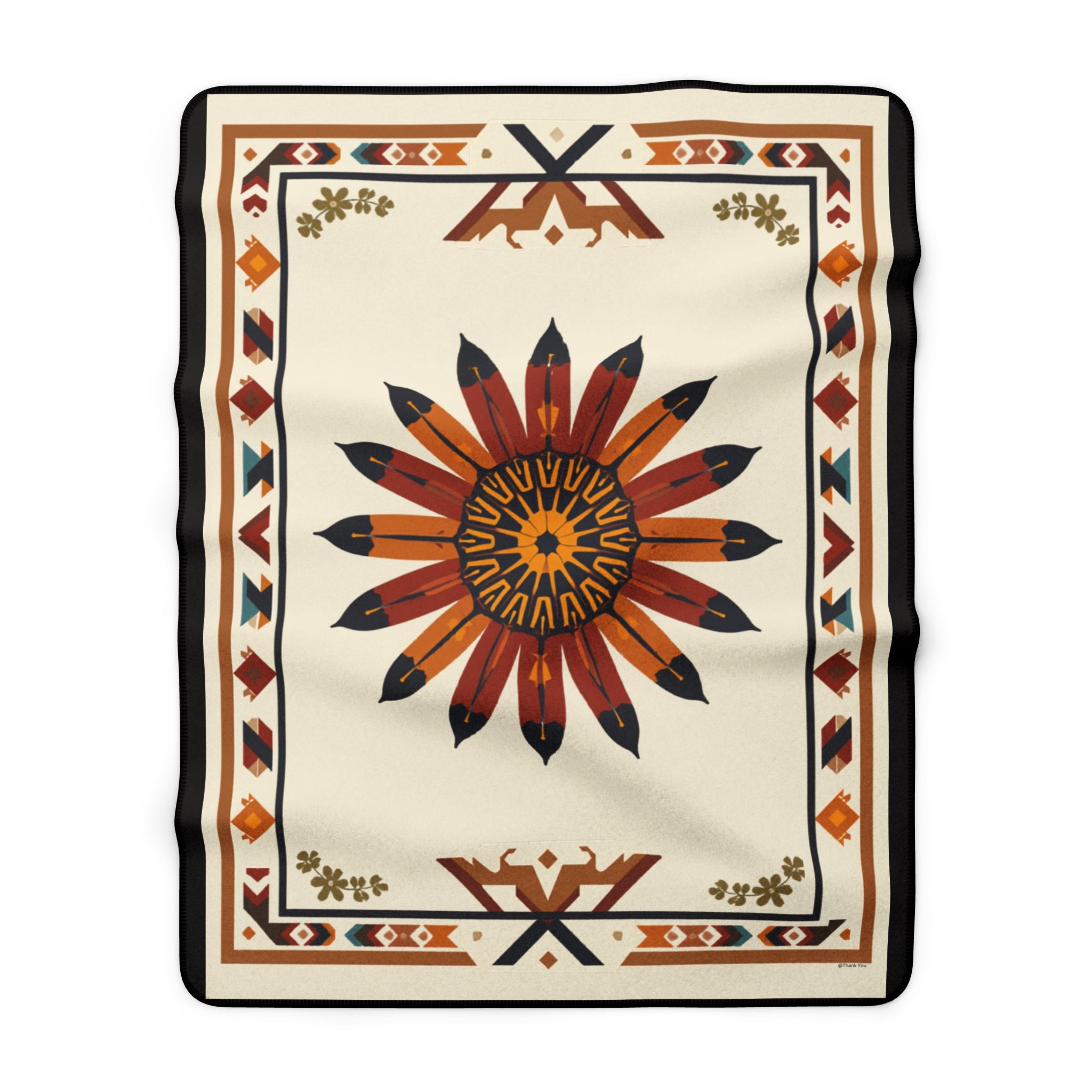 Southwestern Sunburst Sherpa Blanket —Fleece Throw