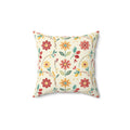 Beadwork Inspired Flower Pattern Throw Pillow
