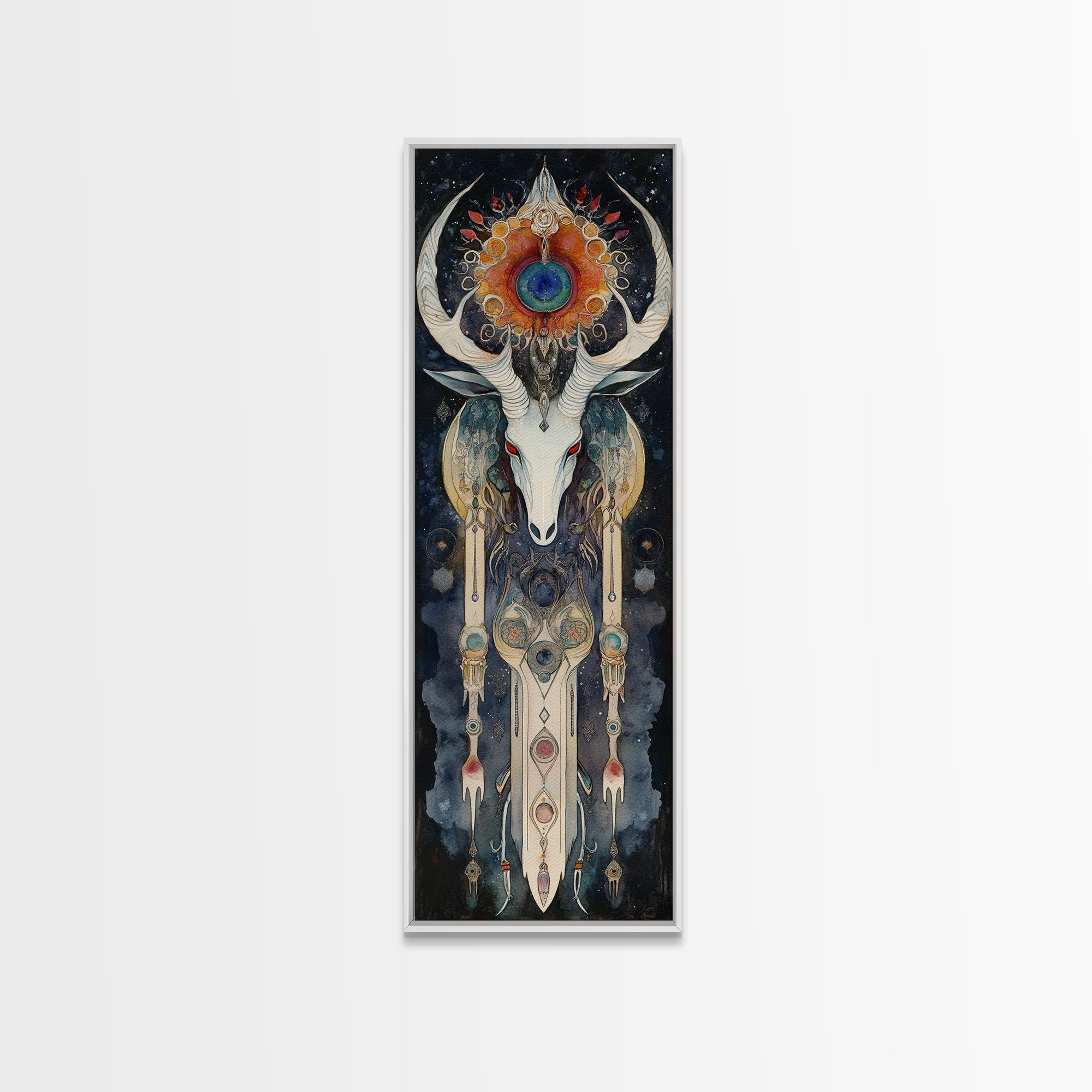 Dreamcatcher Deer Canvas Print Featuring Boho Sacred Geometry