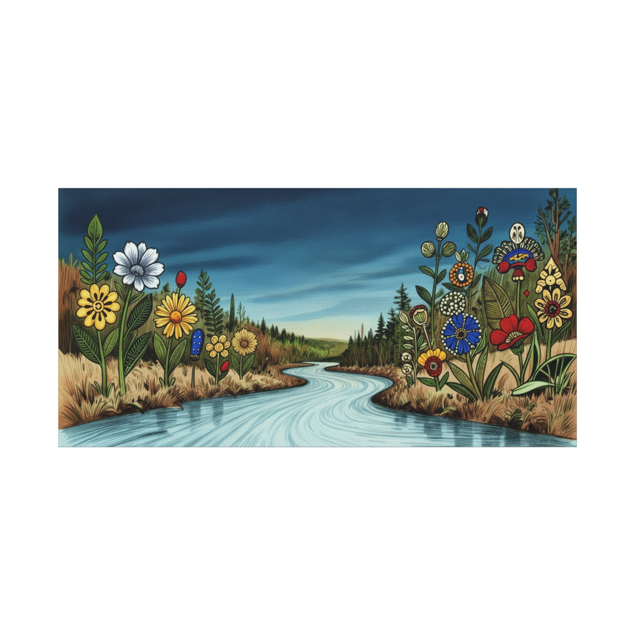 Native River Flower Canvas Wall Art