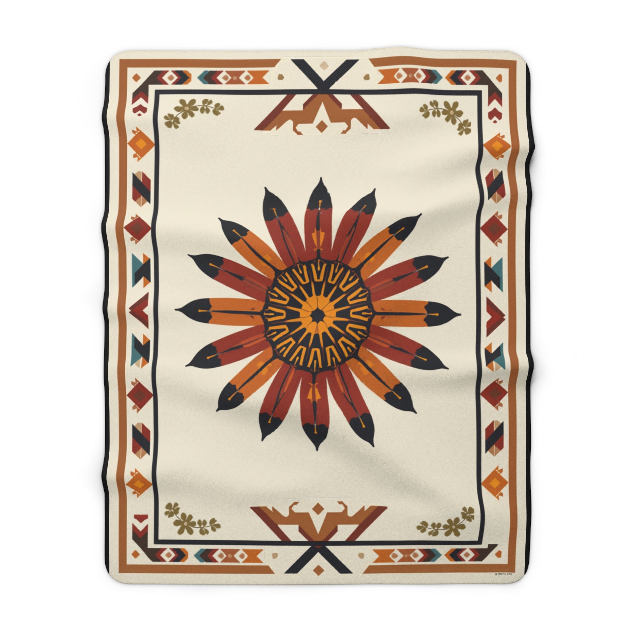 Southwestern Sunburst Sherpa Blanket —Fleece Throw